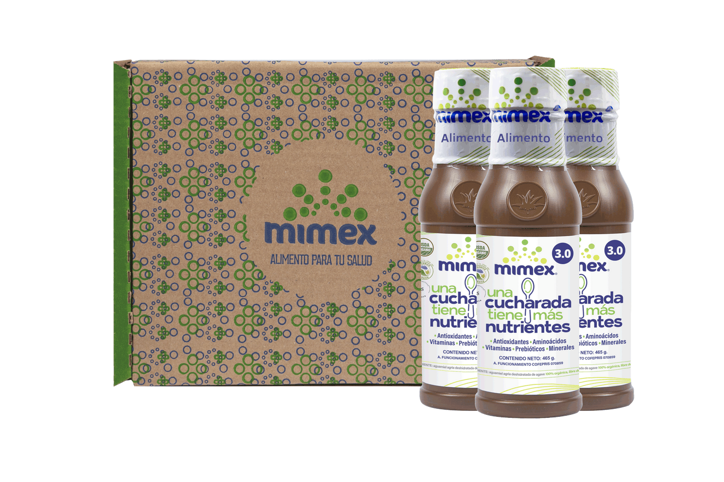 Mimex 3 Botellas de Producto. Versión Mimex 3.0